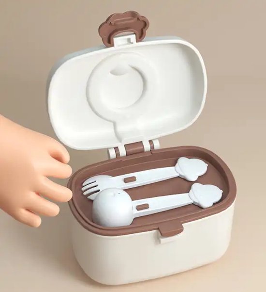 Without Lemon - Baby Melkpoeder Doseer Box - Reisbox - Opbergdoos voor voeding - Dispenser met schraper, lepel en vork - Wit - 380ml van Merkloos — afbeelding 2