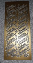 JEJE 1.0272 gouden stickers - 1 stickervel zelfklevend goud - 20x Hartelijk Gefeliciteerd tekst - diagonaal met bloemetje cadeau 13 x 30 mm