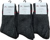 Sukats® The Norwegians - 3 Paar - Noorse Sokken - Maat 35-38 - Antraciet - Dames - Warme sokken - Winter sokken - Wollen sokken - Noorse Kousen