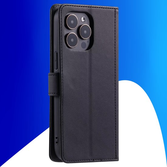 Étui adapté pour iPhone XS - Bookcase - Porte-cartes - Cordon - Simili cuir - Zwart