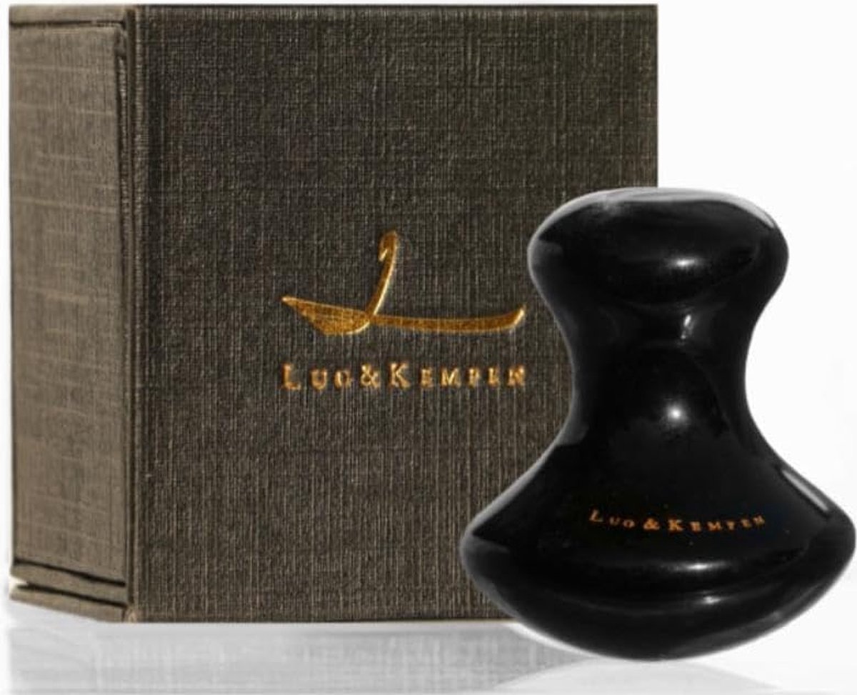 Luo&Kempen® Massage Stone I Acupressure I Gua Sha I Eye Flowies Anti-Ageing I 100% Natural I Rose Quartz I Amethyst I Rock Crystal I Beauty by Treating Tension (Obsidian)