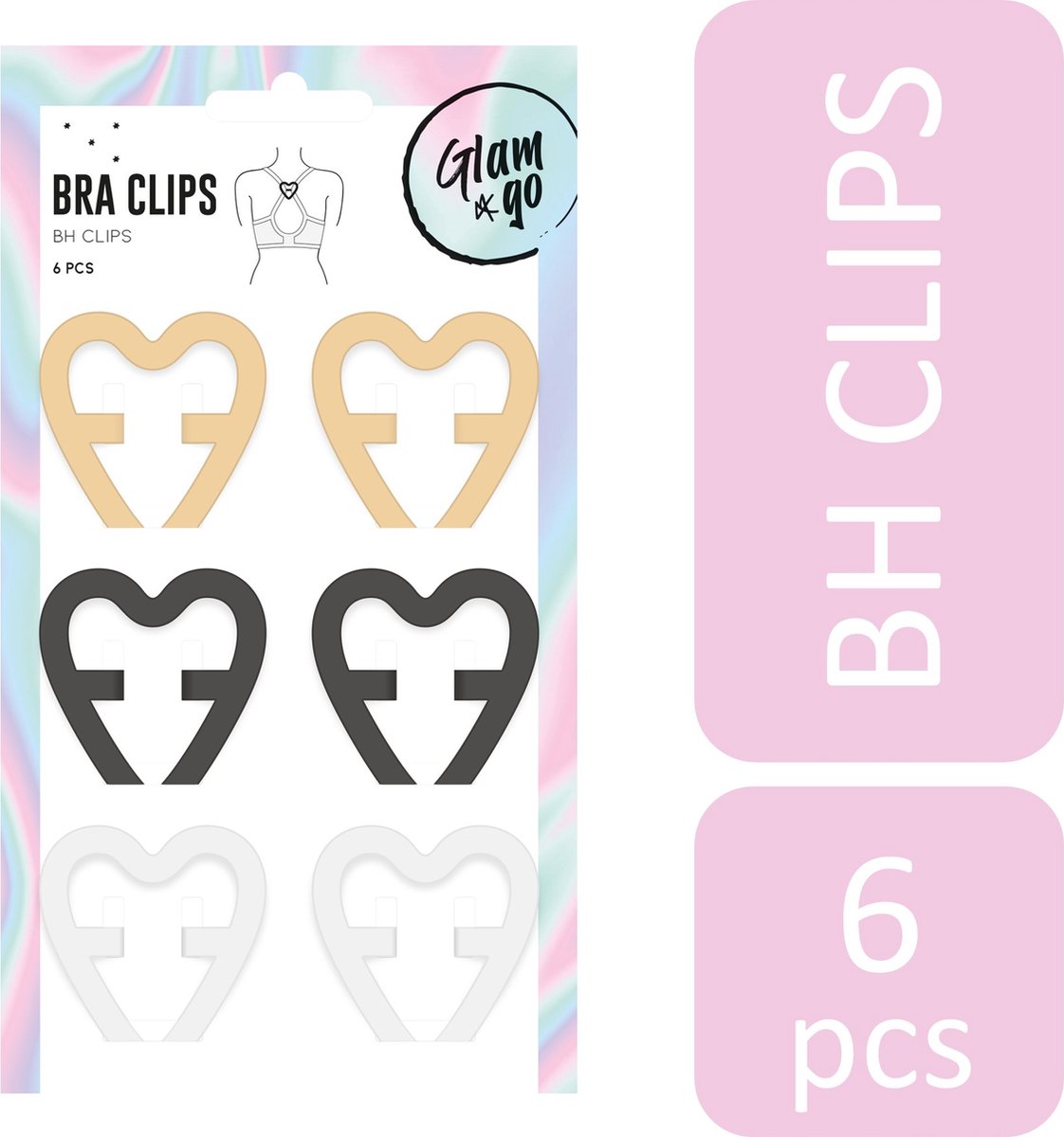 3 BMT BH clips set van 3 - wit, zwart en lichtbruin