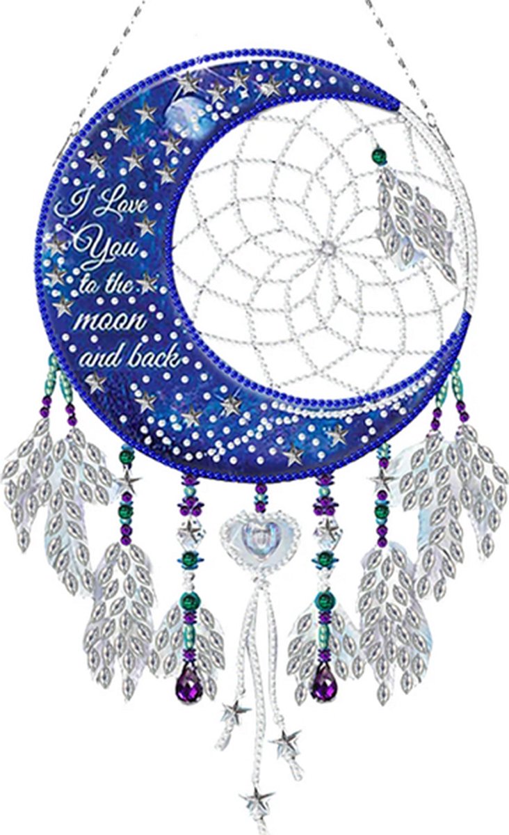 JobaStores Diamond Painting Dromenvanger I love you to the moon and back (26cm)