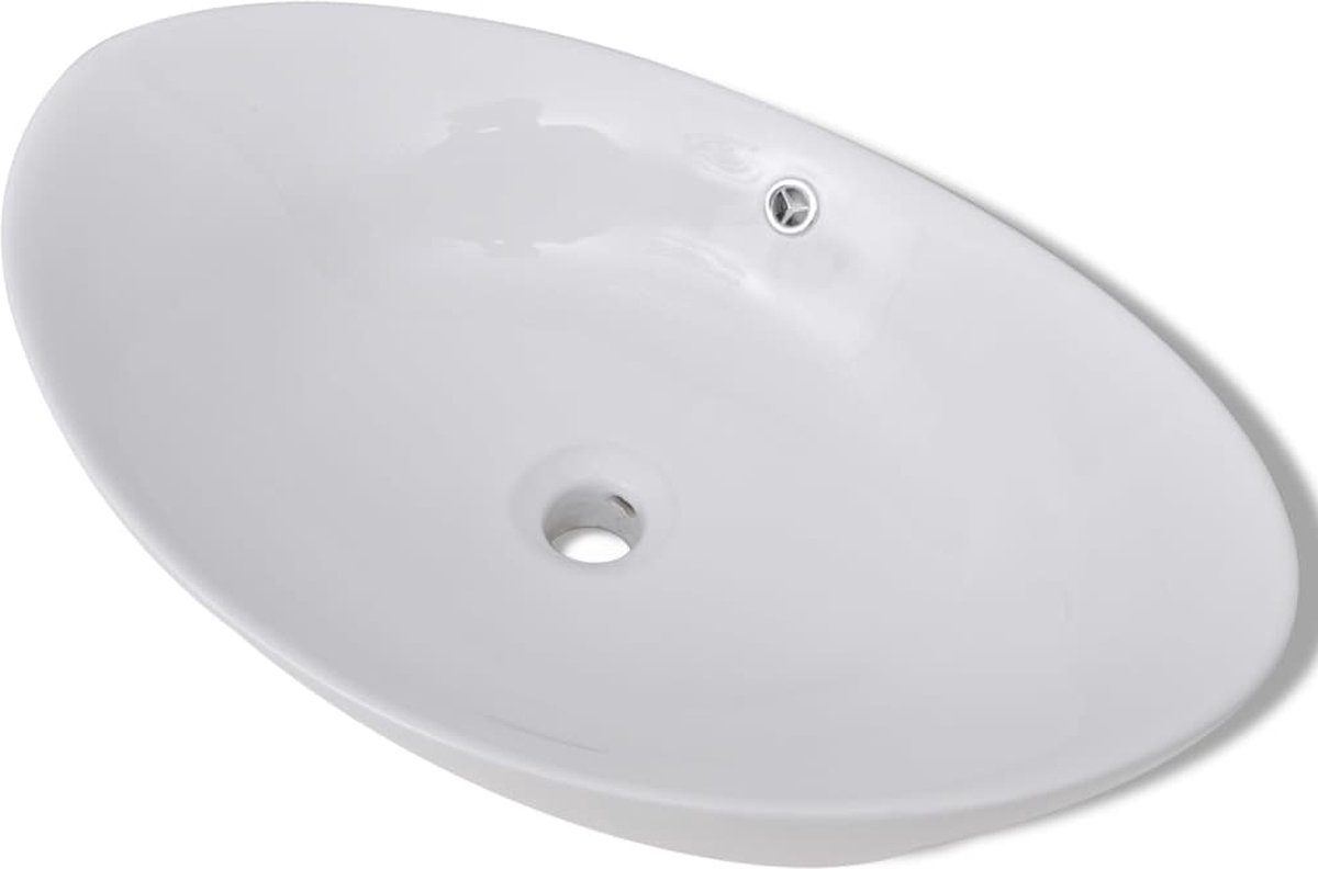 vidaXL Wastafel rechthoekig 71x48x23 cm keramiek wit