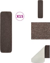 vidaXL Trapmat - Bruin - 20x75 cm - 100% PP - Anti-sliplatex - Wasbaar - 850 g/m² - 8mm poolhoogte - Incl - 15 stuks - Trapmat