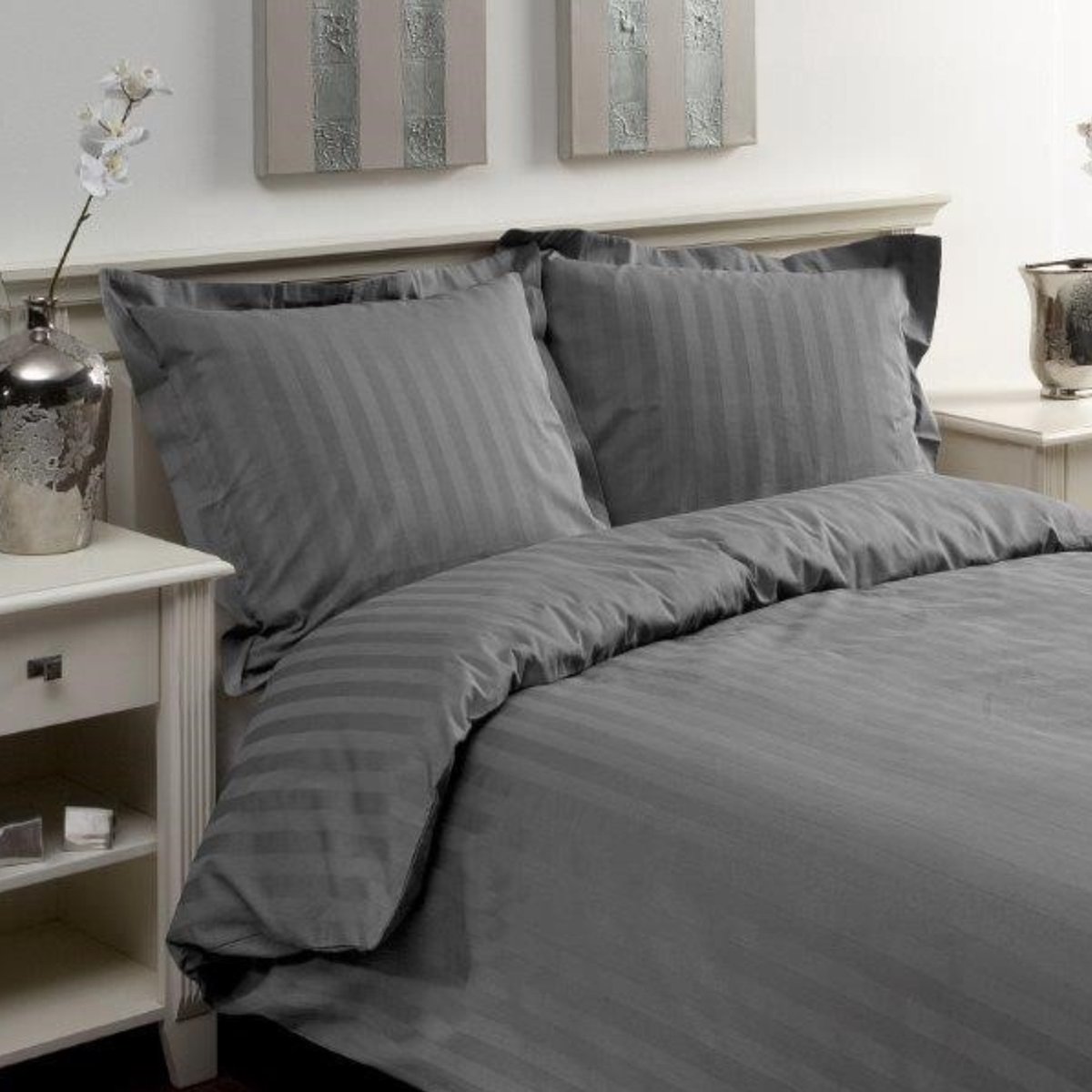 Papillon Uni Satijn - Dekbedovertrek - Tweepersoons - 200x200/220 - Grijs