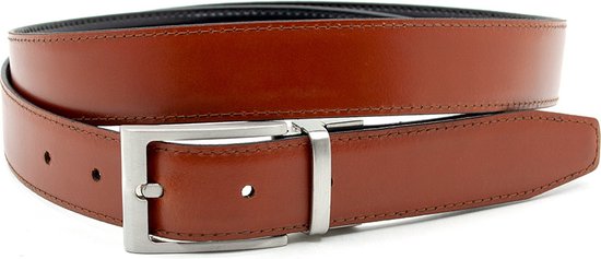 JV Belts Draaibare reversible riem cognac/zwart - heren en dames riem - 3  cm breed 