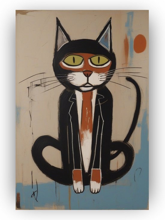 Basquiat kat - Basquiat poster - Poster kat - Poster street art - Posters slaapkamer - Katten posters - 50 x 75 cm