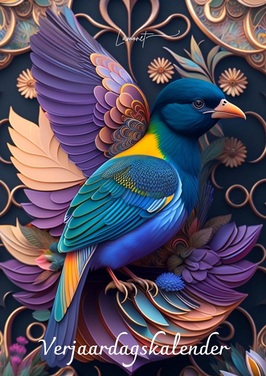 Verjaardagskalender Vogels - Exclusieve Vogel Illustraties - Kalender - Wandkalender - Maandkalender - Planner - Verjaardag - A4 Formaat - Jaarplanner - Zonder Jaartal - Verjaardagskalenders - Jaarkalender - Birds - Fantasy - Bird - Calendar Lamonet