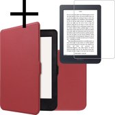 Hoes Geschikt voor Kobo Nia Hoesje Bookcase Cover Book Case Hoes Sleepcover Met Screenprotector - Donkerrood