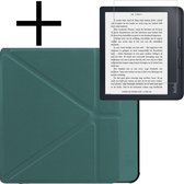 Hoes Geschikt voor Kobo Libra 2 Hoesje Bookcase Cover Book Case Hoes Sleepcover Met Screenprotector - Donkergroen