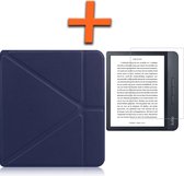 Étui adapté pour Kobo Libra H2O Sleepcover Book Case avec protecteur d'écran - Kobo Libra H2O Cover Book Cover - Blauw foncé