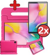 Kinderhoes Geschikt voor Samsung Galaxy Tab A 10.1 2019 Hoes Kinder Hoesje Kids Case Cover Kidsproof Met 2x Screenprotector - Hoesje Geschikt voor Samsung Tab A 10.1 2019 Hoesje Kinder Hoes - Roze