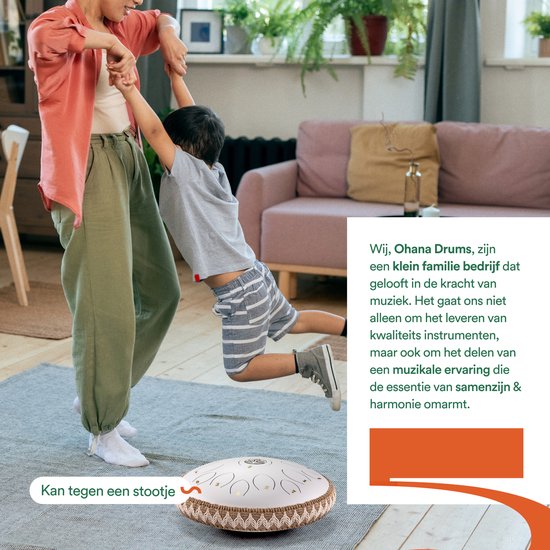 Ohana Drums® 36 cm Handpan Gewoon Wit - Tongue drum - Klankschaal - 15 noten - Handpan - Tong Drum - Klankschalen - Yoga Drum - Lotus Tong - Steeldrum - Muziekinstrument voor kinderen - Mindfulness muziektherapie - Percussie-instrumenten van Ohana Drums — afbeelding 4