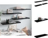 vidaXL Wandplanken - Trendy - Set van 4 - Hoogglans Zwart - 80 x 23.5 x 3.8 cm - Honingraat MDF en Metaal - Wandsteun