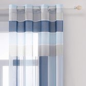 halfdoorzichtig, vintage, decoration curtain, set of 2, 140 x 175 cm, sky blue and dark blue