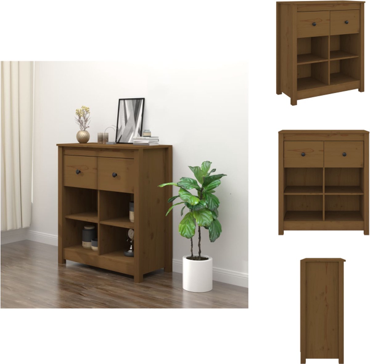 VidaXL Dressoir Grenenhout Honingbruin 70 x 35 x 80 cm Keukenkast