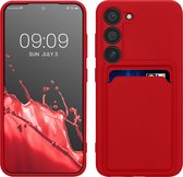 kwmobile telefoonhoesje geschikt voor Samsung Galaxy S23 - Hoesje met pasjeshouder - TPU case in rood