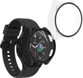 kwmobile 2x cover geschikt voor Samsung Galaxy Watch 6 40mm - Fitnesstracker cover van gehard glas en kunststof frame set zwart / transparant