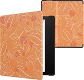 kwmobile hoes geschikt voor Amazon Kindle Oasis 10. Generation - Magnetische sluiting - E reader cover in wit / oranje / bruin - Herfst design
