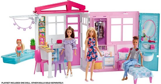 Barbie - Huis met Barbiepop en accessoires - Barbie huis - Barbie