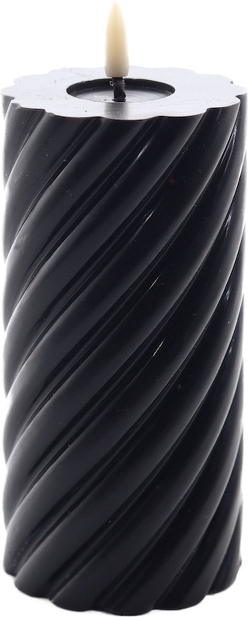 Mansion atmosphere swirl led kaars rustic zwart 15x7,5cm