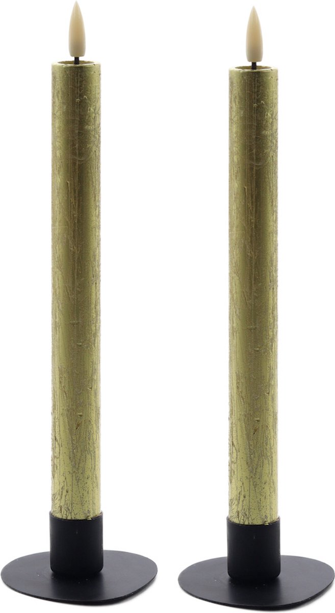 Mansion atmosphere metallic goud LED dinerkaars 24,5 cm - set van 2