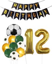 Cijfer Ballon 12 | Snoes Champions Voetbal Plus - Ballonnen Pakket | Groen en Goud