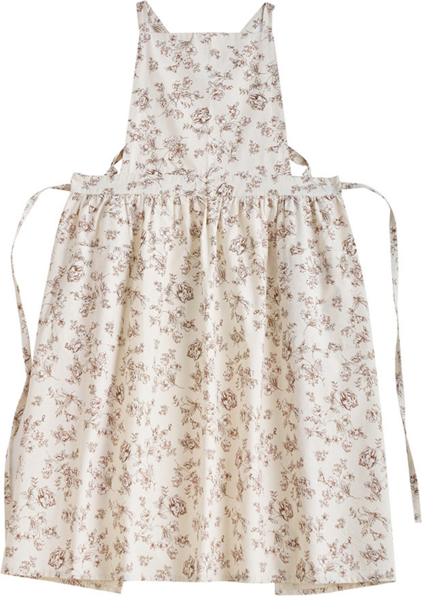 House of Husk Katoenen Keukenschort - Dames Kook Schort - Apron - Crossback - Terracotta Flower