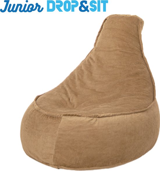 Drop & Sit Stoel Zitzak Ribstof – Camel – Junior – Voor Binnen