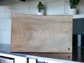 Premium houten snijplank, aanrecht of tafel, snijplank met steunrand en sapgroef 40cmx20cmx3cm, walnoot