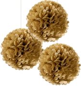 3 pompoms 35 cm goudkleurig - kerst - jaarwisseling - pompom - goud - decoratie - huwelijk