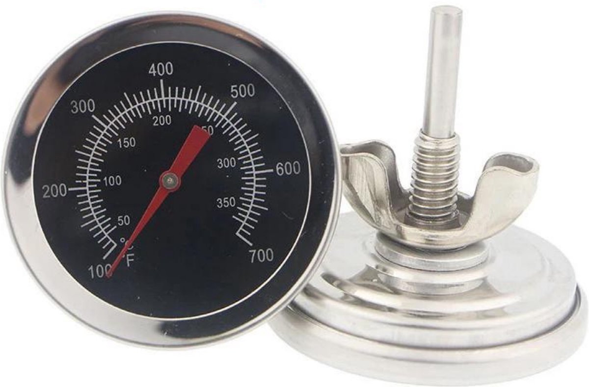 Keukenthermometer - Roestvrij staal - Bimetaal thermometer - Zilver met Zwart - Merkloos