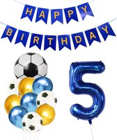 Cijfer Ballon 5 | Snoes Champions Voetbal Plus - Ballonnen Pakket | Blauw en Goud