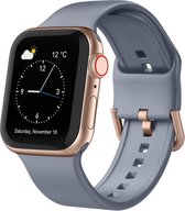 By Qubix Bracelet en silicone souple avec fermeture à boucle - Bleu gris - Convient pour Apple Watch 42 - 44 - 45 - Ultra - 49 mm - Bracelet Compatible Apple watch -