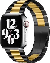 By Qubix Stalen schakelband - Zwart met goud - Geschikt voor Apple Watch 38mm - 40mm - 41mm - Compatible Apple watch bandje - smartwatch bandje stalen