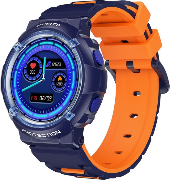 Foto: Smartwatch kinderen waterdicht stappenteller hartslag blauw