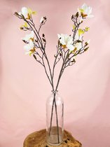 Zijden bloemen boeket “Bright Magnolia” | 105 cm | Inclusief vaas | Prachtige gedetailleerde bloemen | Jarenlang mooi