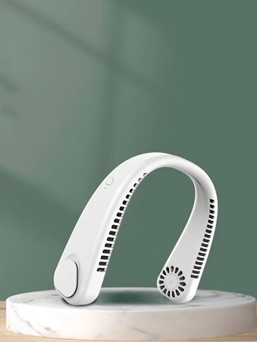 CoolTech™ Nek Ventilator - Bladeless Hanging Neckfan - Mini Halsventilator Bladloos - Draadloos & Draagbaar - Gezicht & Hals - 3 Standen - Koele Lucht - Wit - USB Oplaadbaar 3.5W
