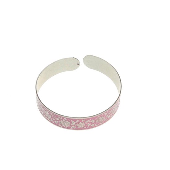 Behave Klem armband roze bloem patroon 17 cm