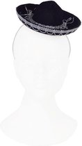 Funny Fashion Mexicaanse mini Sombrero hoedje diadeem - 4x - carnaval/verkleed accessoires - zwart - stro