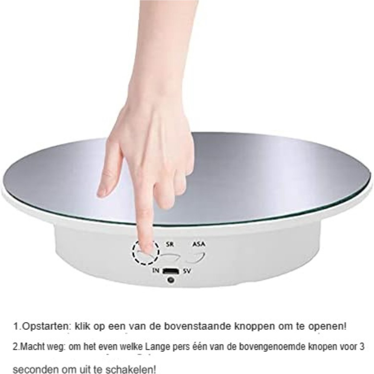 Mcbazel 360 graden draaistandaard voor fotografie 360°, elektrisch draaiplateau gemotoriseerd draaiplateau in zwart, display tafel voor het presenteren van sieraden, horloges, digitale producten (wit
