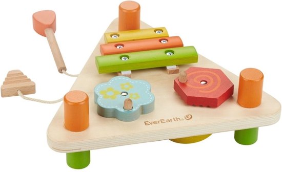 EverEarth Muziekdriehoek - 2-zijdig - FSC-gecertificeerd - Educatief speelgoed - Motoriek speelgoed - Houten speelgoed