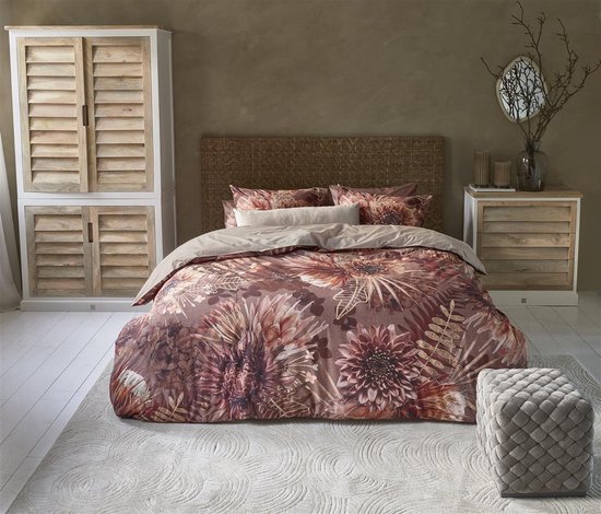 Riviera Maison Protea dekbedovertrek - Lits-Jumeaux XL - 260x200/220 - Steenrood — afbeelding 2