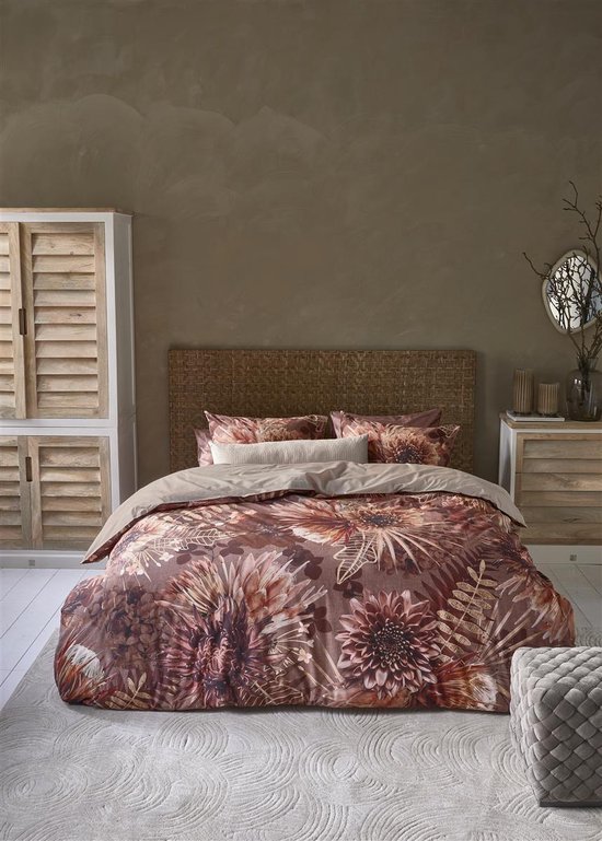 Riviera Maison Protea dekbedovertrek - Lits-Jumeaux XL - 260x200/220 - Steenrood — afbeelding 3