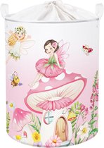 45L Fairy Mushroom Butterflies Flower Pink Baby Girl Laundry Basket Toy Clothes Storage Basket for Children's Room 36 x 45 cm