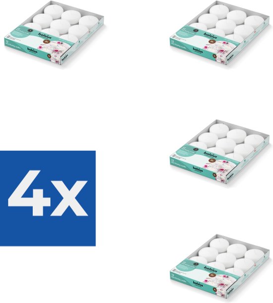 Bolsius - Maxi Drijfkaarsen - Wit - 12 stuks - Voordeelverpakking 4 stuks