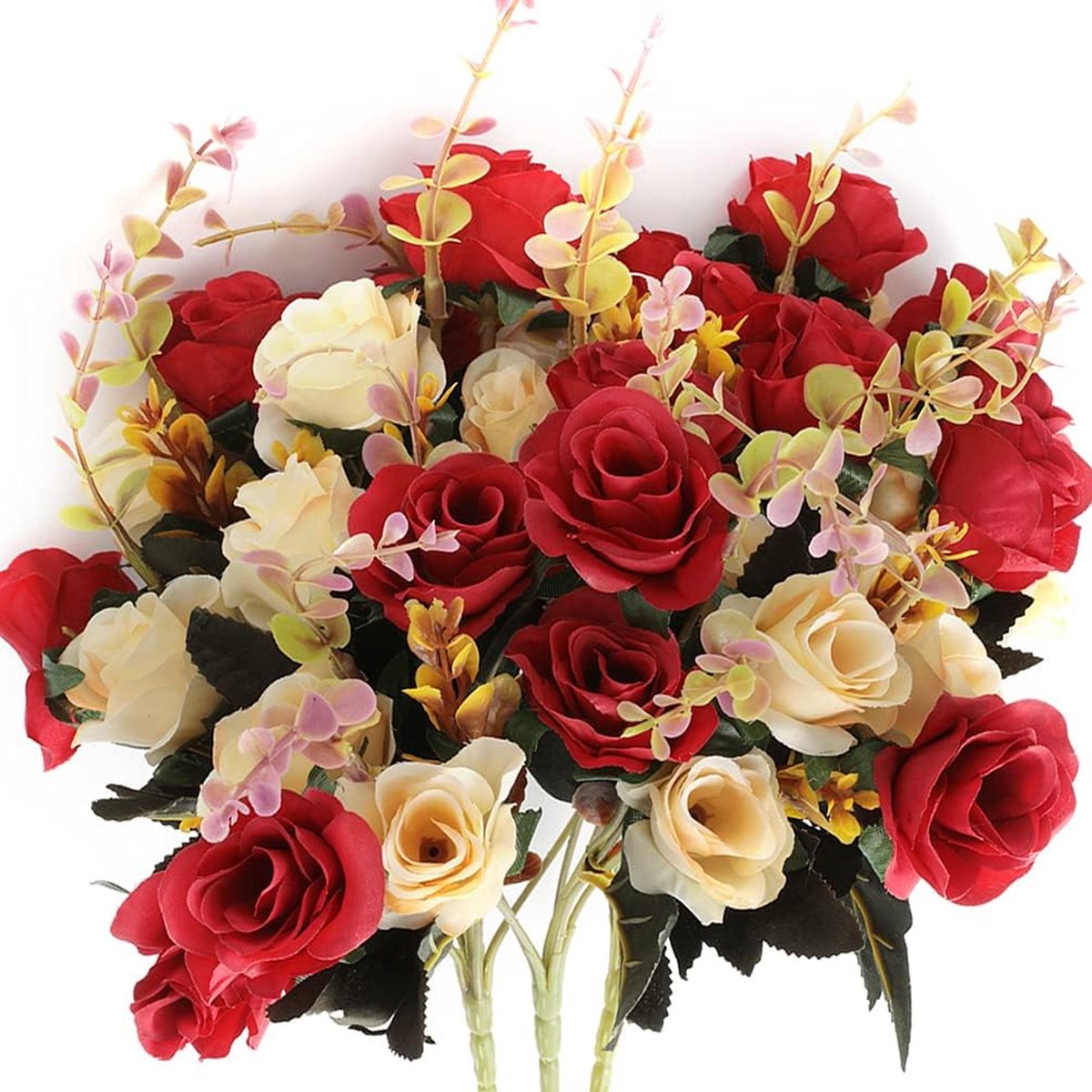 Kunstbloemen bijna zo echt als zijdebloemen ter decoratie boeket bloemstuk (rood)
