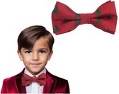 Kerststrik - vlinderdas - bow tie - kerst stropdas - vlinderstrik kind - rood met kerstboom - 1 stuks