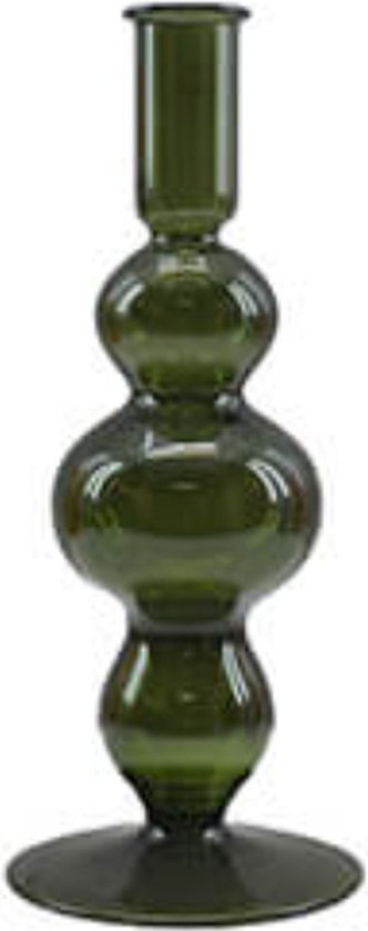 Kandelaars en kaarsenhouders - glazen kandelaar - kleurrijke kandelaar - donker groen - by Mooss - Hoog 21cm